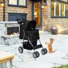 Simple Desight Foldable 4-Wheel Pet Stroller With Storage Basket